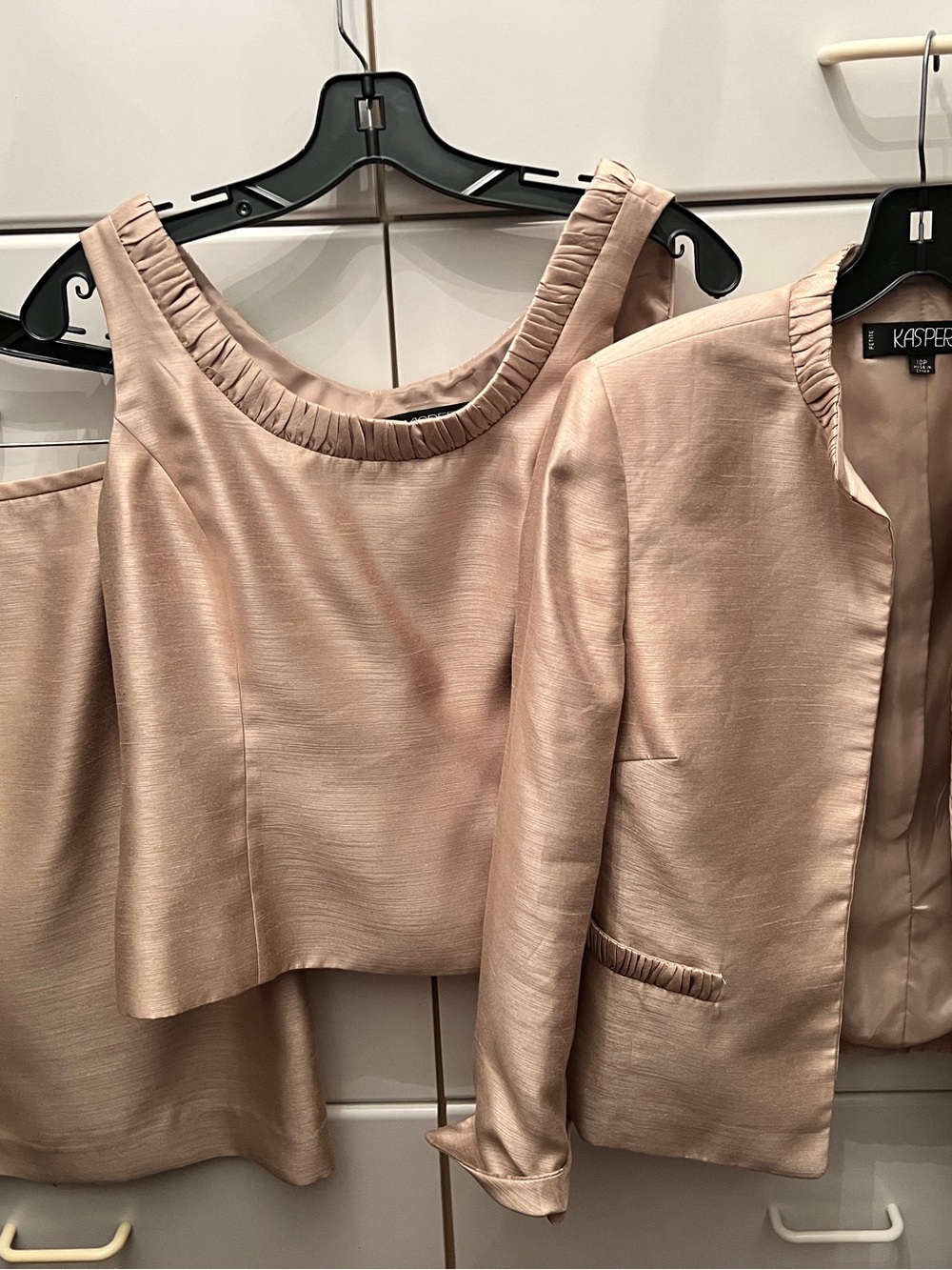 Kasper Champagne 3-Piece Dressy Set - Top, Jacket & Skirt